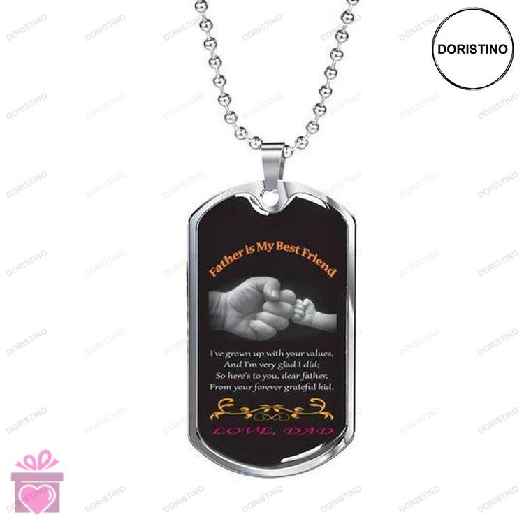 Dad Dog Tag Custom Picture Fathers Day Grow Up With Your Values Dog Tag Necklace Gift For Dad Doristino Trending Necklace