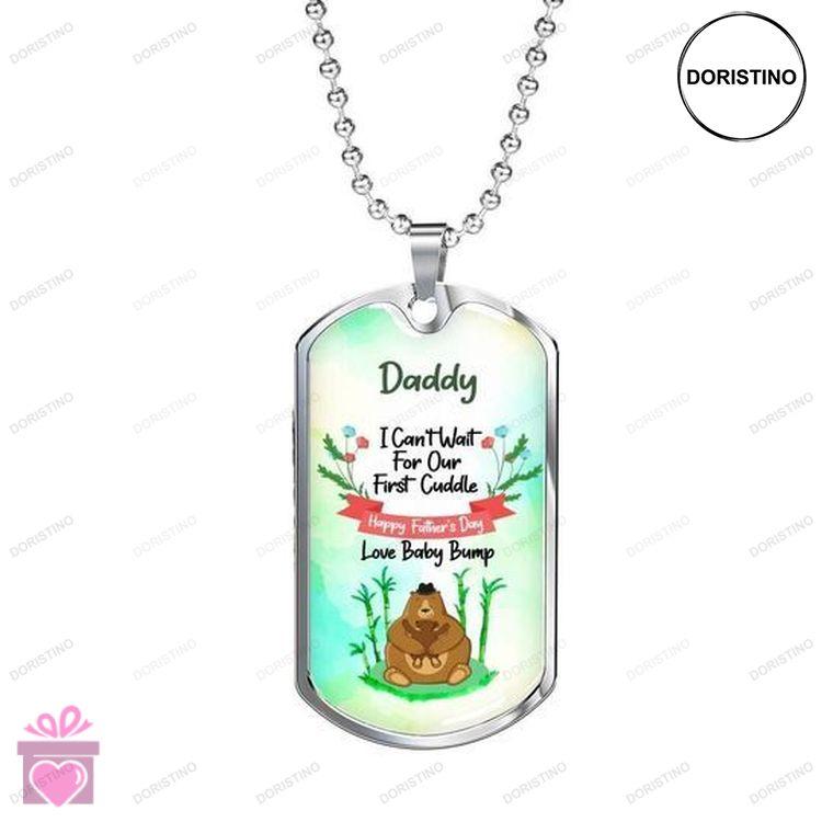 Dad Dog Tag Custom Picture Fathers Day Happy Fathers Day Dog Tag Necklace Baby Bump Gift For Dad Doristino Limited Edition Necklace