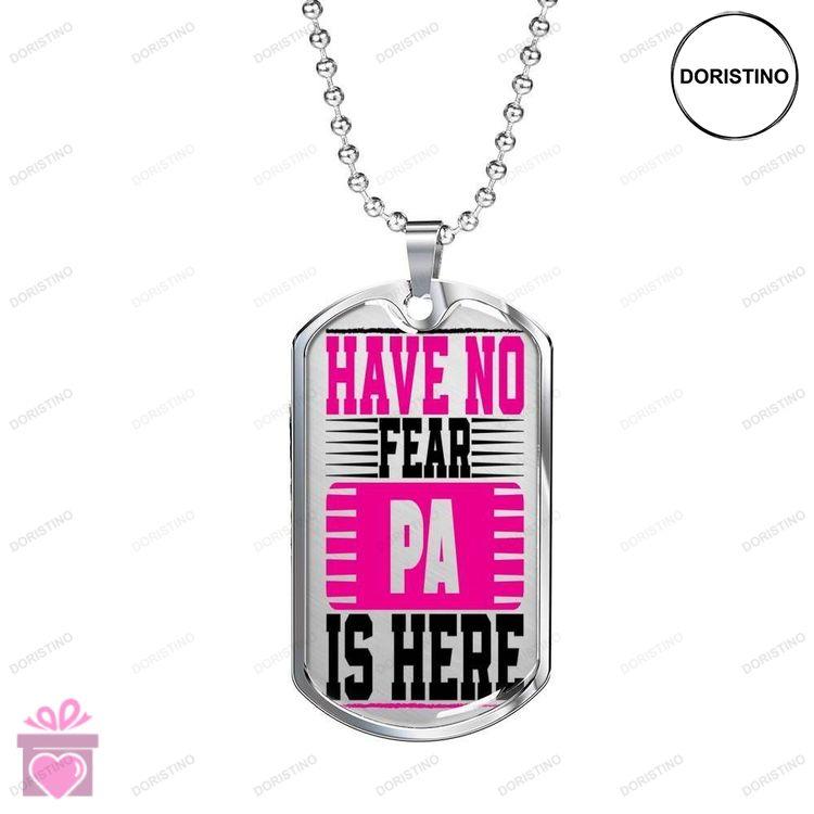 Dad Dog Tag Custom Picture Fathers Day Have No Fear Pa Is Here Dog Tag Necklace For Dad Doristino Trending Necklace