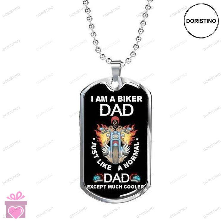 Dad Dog Tag Custom Picture Fathers Day I Am A Biker Dad Necklace Gift For Dad Doristino Limited Edition Necklace