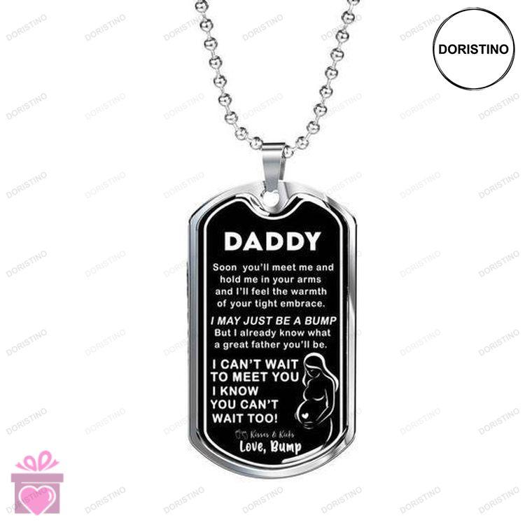 Dad Dog Tag Custom Picture Fathers Day I Cant Wait To Meet You Dog Tag Necklace For Daddy Doristino Limited Edition Necklace