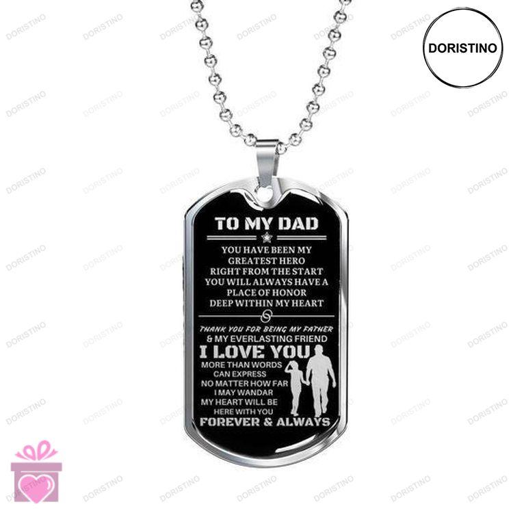 Dad Dog Tag Custom Picture Fathers Day I Love You More Than Words Dog Tag Necklace For Dad Doristino Trending Necklace