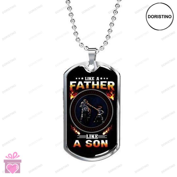 Dad Dog Tag Custom Picture Fathers Day Like A Father Like A Son Dog Tag Necklace Gift For Daddy Doristino Limited Edition Necklace