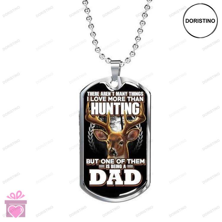 Dad Dog Tag Custom Picture Fathers Day Love More Than Hunting Dog Tag Necklace For Dad Doristino Trending Necklace