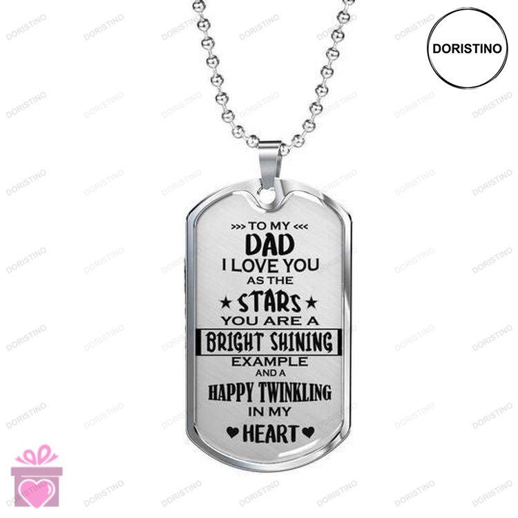 Dad Dog Tag Custom Picture Fathers Day Love You As The Stars Dog Tag Necklace Gift For Dad Doristino Trending Necklace