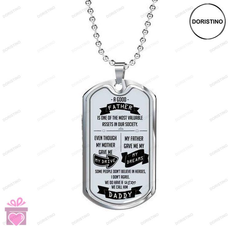 Dad Dog Tag Custom Picture Fathers Day My Father Gave Me My Dreams Dog Tag Necklace For Dad Doristino Trending Necklace