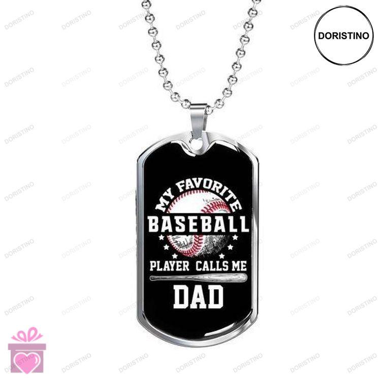 Dad Dog Tag Custom Picture Fathers Day My Favorite Baseball Player Dog Tag Necklace Gift For Dad Doristino Limited Edition Necklace