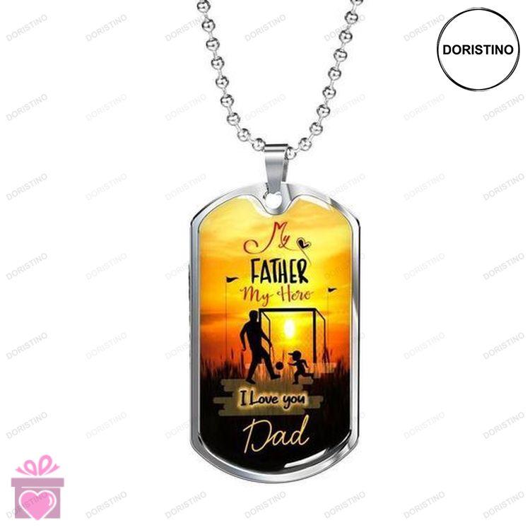 Dad Dog Tag Custom Picture Fathers Day My Hero My Father I Love You Dad Necklace Gift For Dad Doristino Awesome Necklace