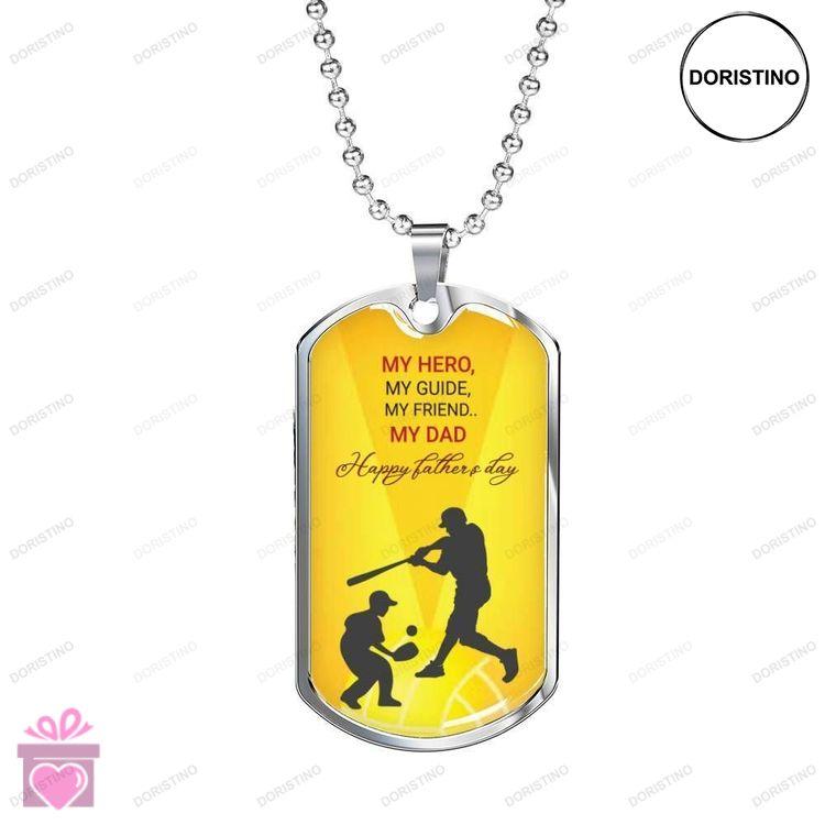 Dad Dog Tag Custom Picture Fathers Day My Hero My Guide Dog Tag Necklace For Men Doristino Limited Edition Necklace