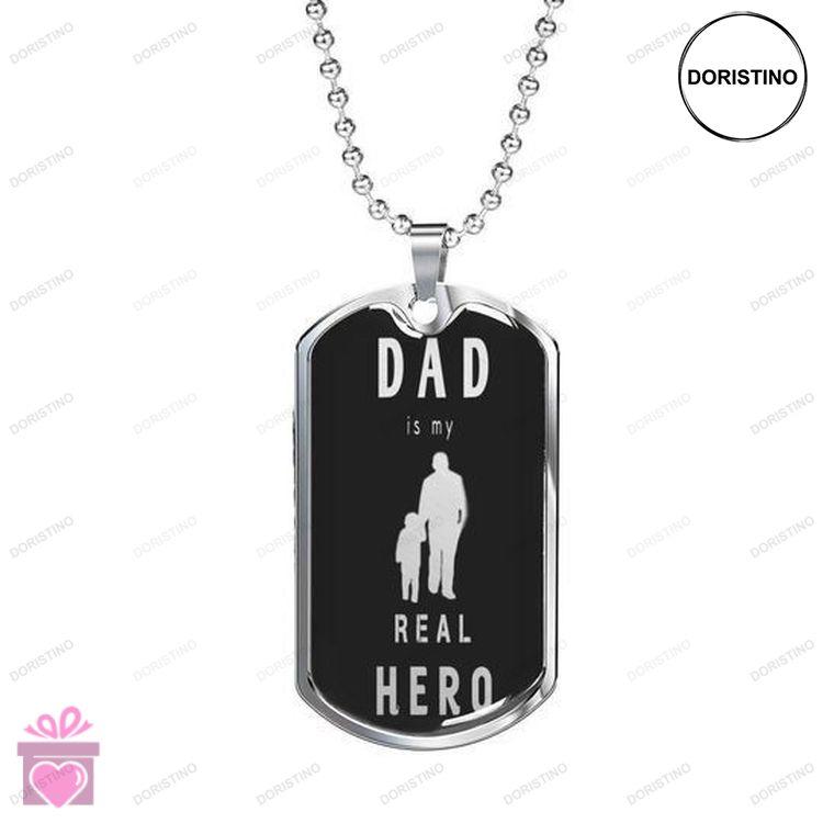 Dad Dog Tag Custom Picture Fathers Day My Real Hero Dog Tag Necklace Gift For Daddy Doristino Awesome Necklace