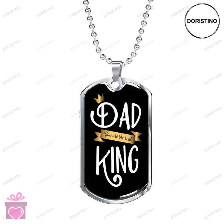Dad Dog Tag Custom Picture Fathers Day The Real King Dog Tag Necklace Gift For Men Doristino Awesome Necklace