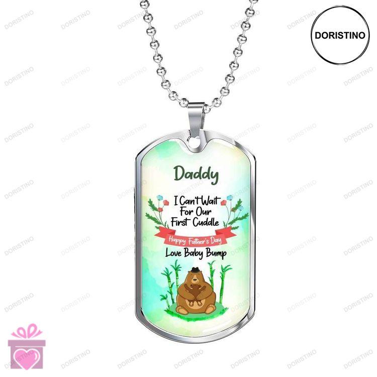 Dad Dog Tag Custom Picture Happy Fathers Day Dog Tag Necklace Bump Giving Daddy Doristino Awesome Necklace