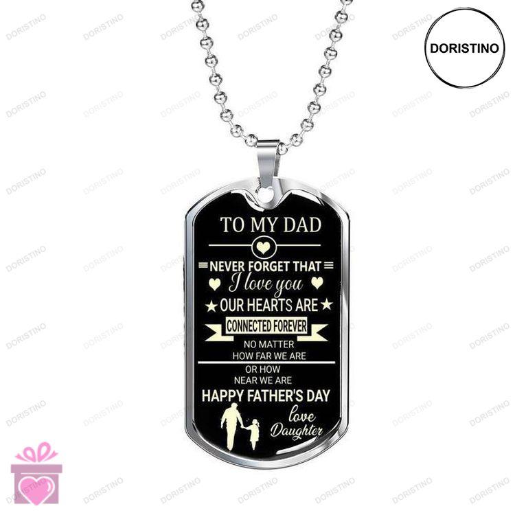 Dad Dog Tag Custom Picture Happy Fathers Day Our Heart Is Connected Forever Dog Tag Necklace Gift Fo Doristino Trending Necklace