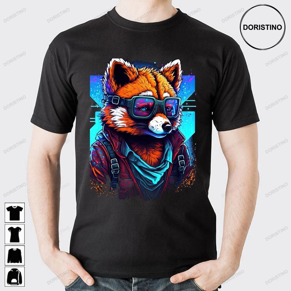 Retrowave Malinois Red Panda With Glasses Limited Edition T-shirts