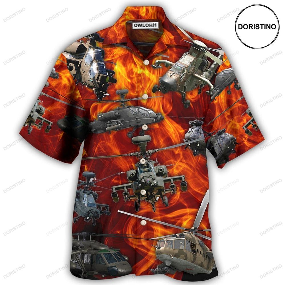 Helicopter On Fire Hawaiian Shirt