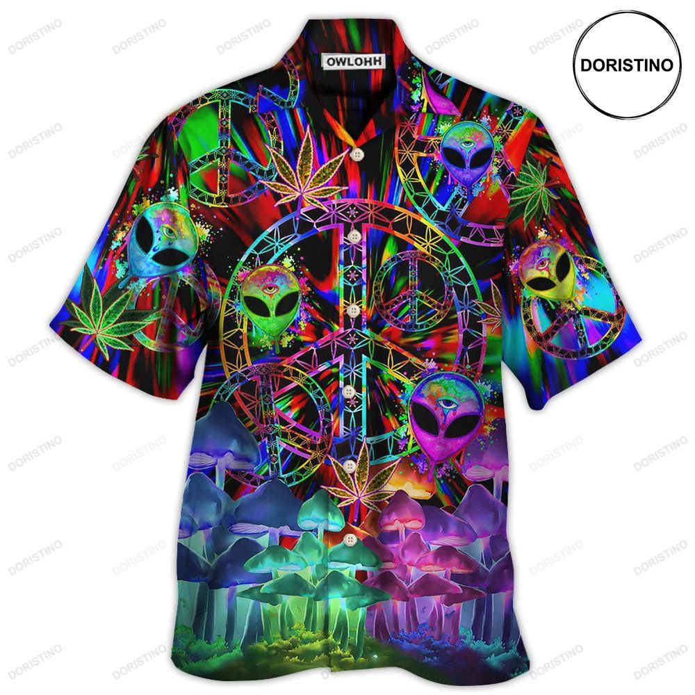 Hippie Alien Peace Color Stunning Limited Edition Hawaiian Shirt