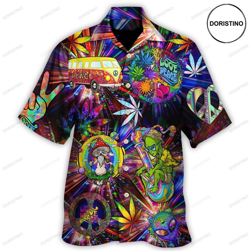 Hippie Alien Peace The Colorful Of Life Amazing Neon Hawaiian Shirt