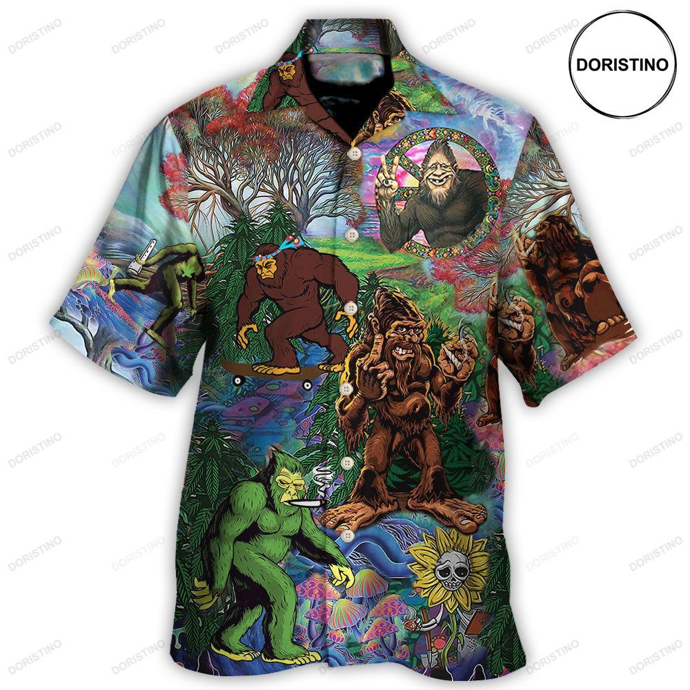 Hippie Bigfoot Peace Life Color Amazing Limited Edition Hawaiian Shirt