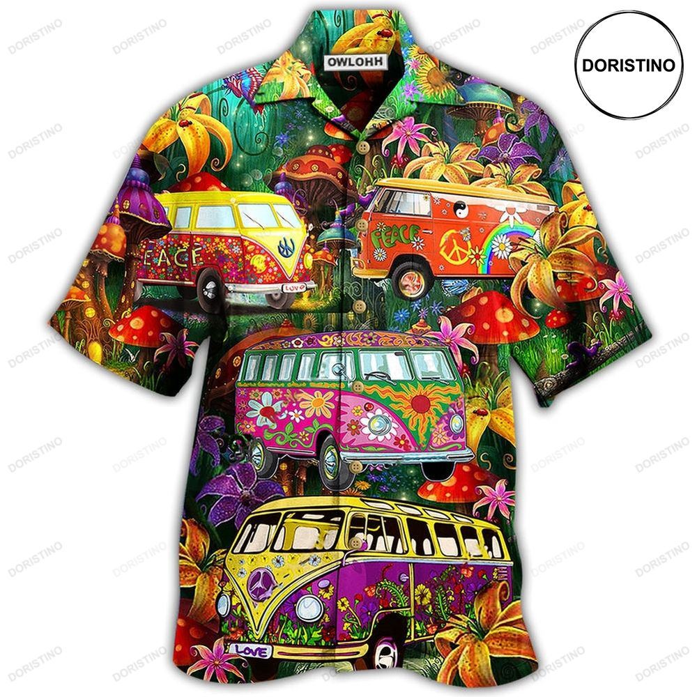 Hippie Bus Peace Life Colorful Hawaiian Shirt