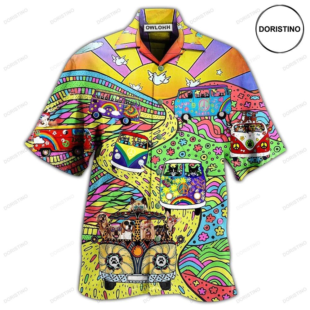 Hippie Dogs And Cats Bus Limited Edition Hawaiian Shirt
