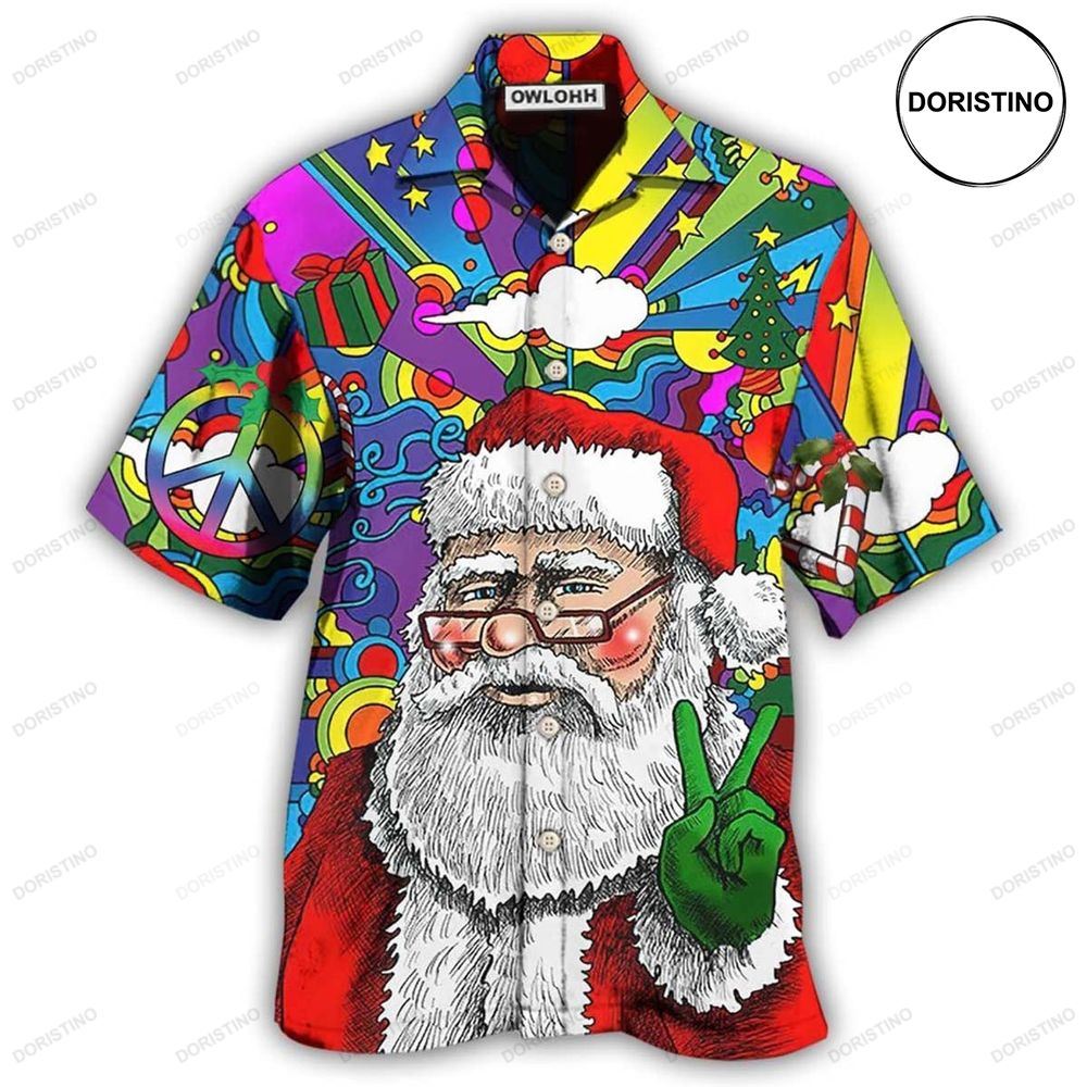 Hippie Funny Santa Claus Christmas Hawaiian Shirt