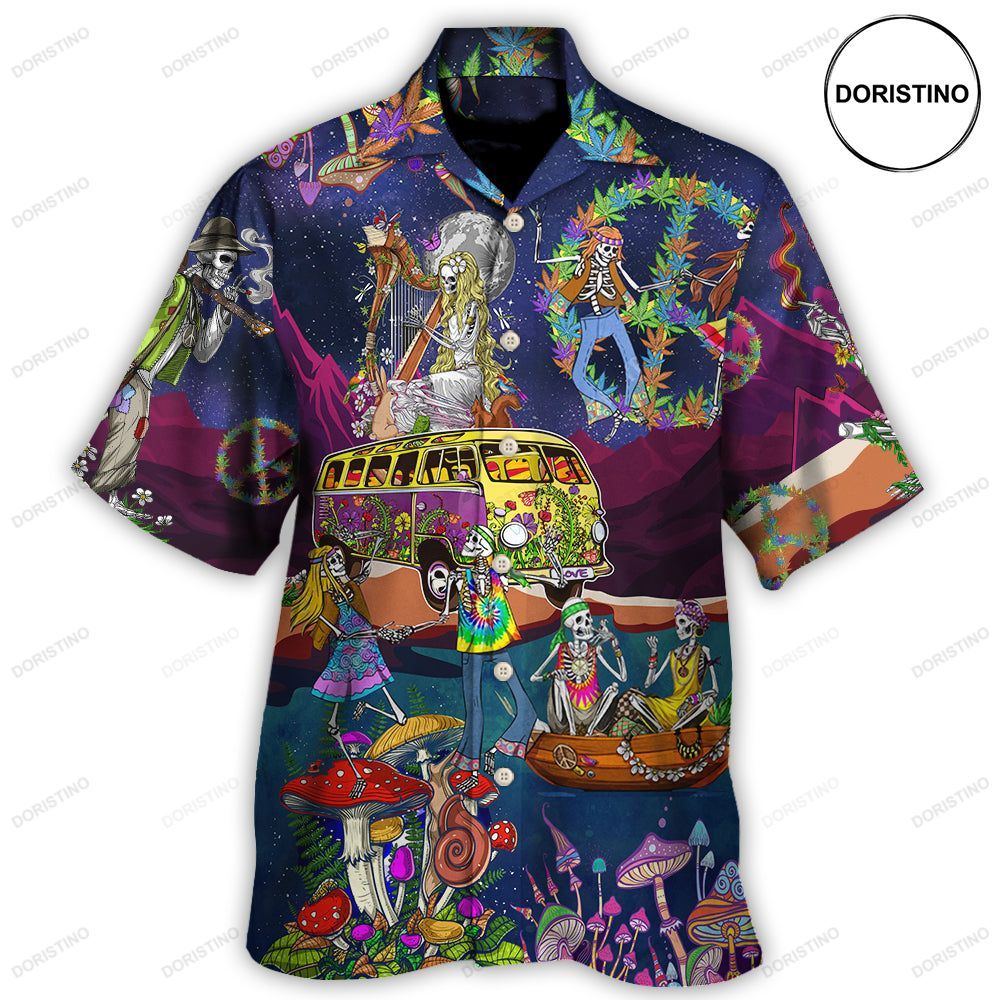 Hippie Funny Skull Dacing Moon Night Amazing Hawaiian Shirt