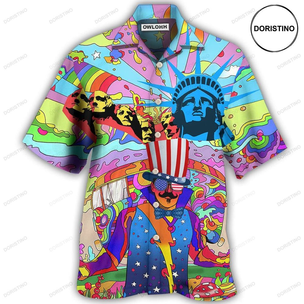 Hippie Independence Day America Awesome Hawaiian Shirt