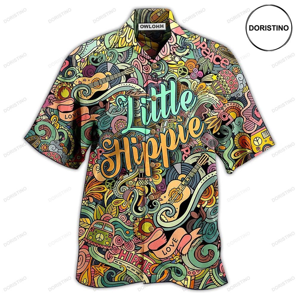 Hippie Music Love Guitar Peace Life Color Little Hippie Hawaiian Shirt