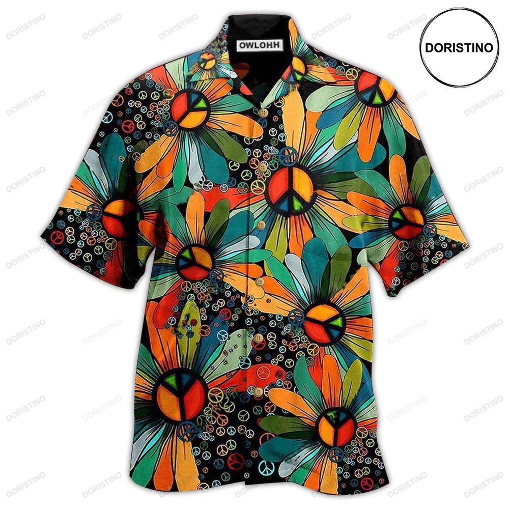 Hippie Peace Floral Awesome Hawaiian Shirt