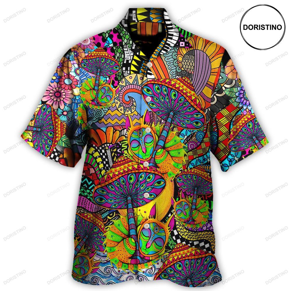 Hippie Peace Life Color Floral Hawaiian Shirt