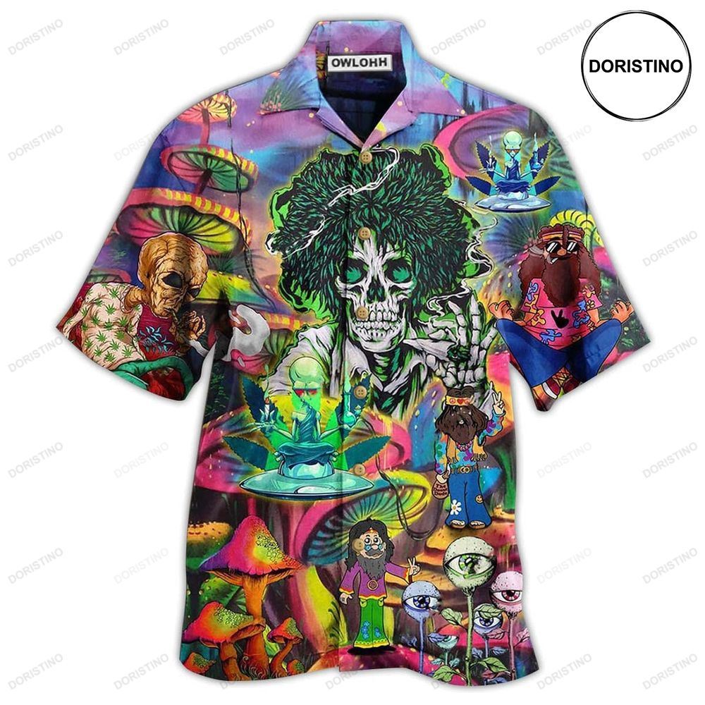 Hippie Skull Alien Mix Color Hawaiian Shirt