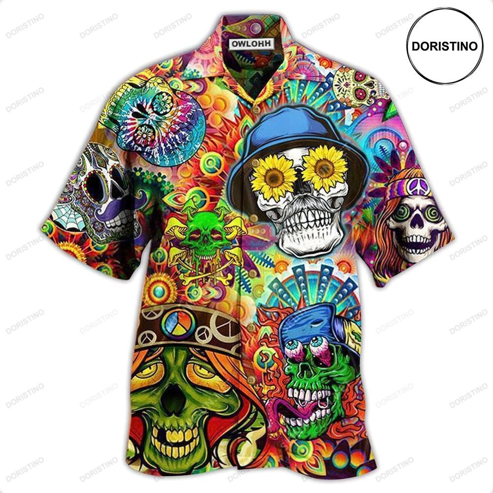 Hippie Skull Life Floral Hawaiian Shirt