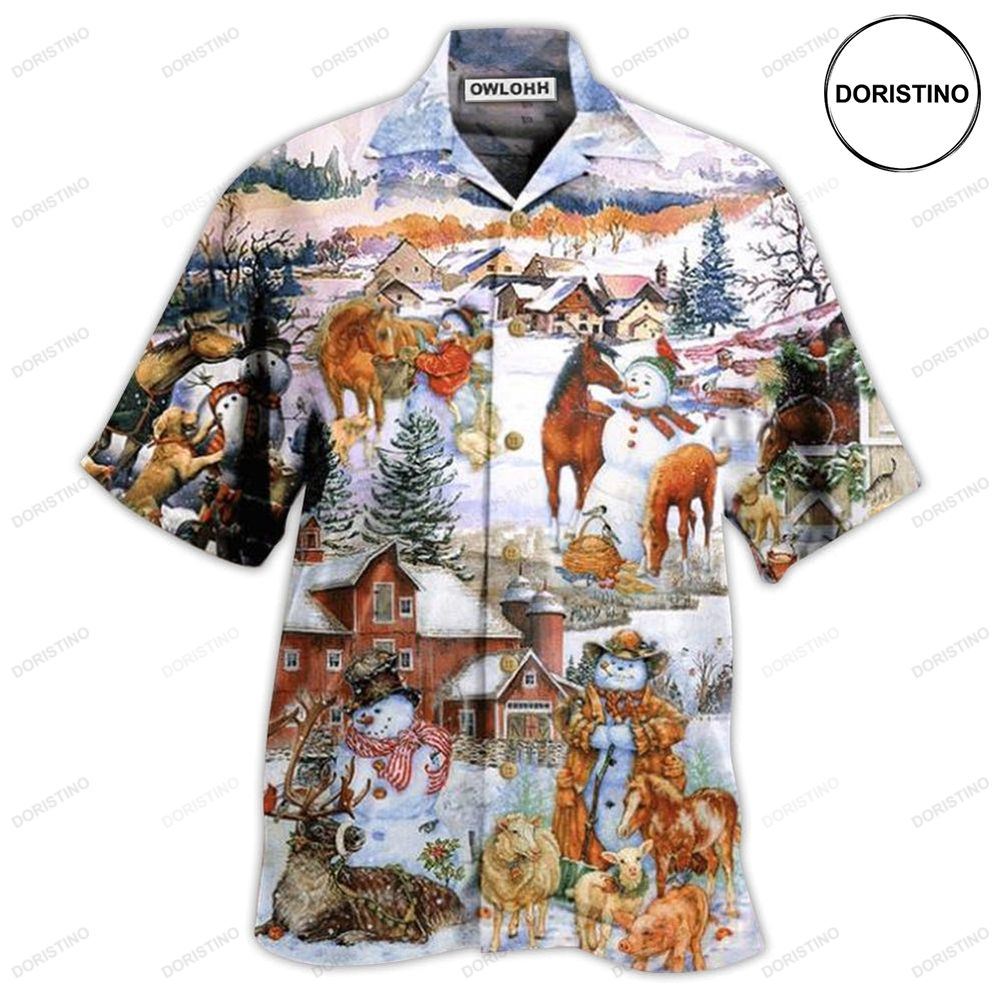 Horse Christmas Love Horse And Farm Hawaiian Shirt