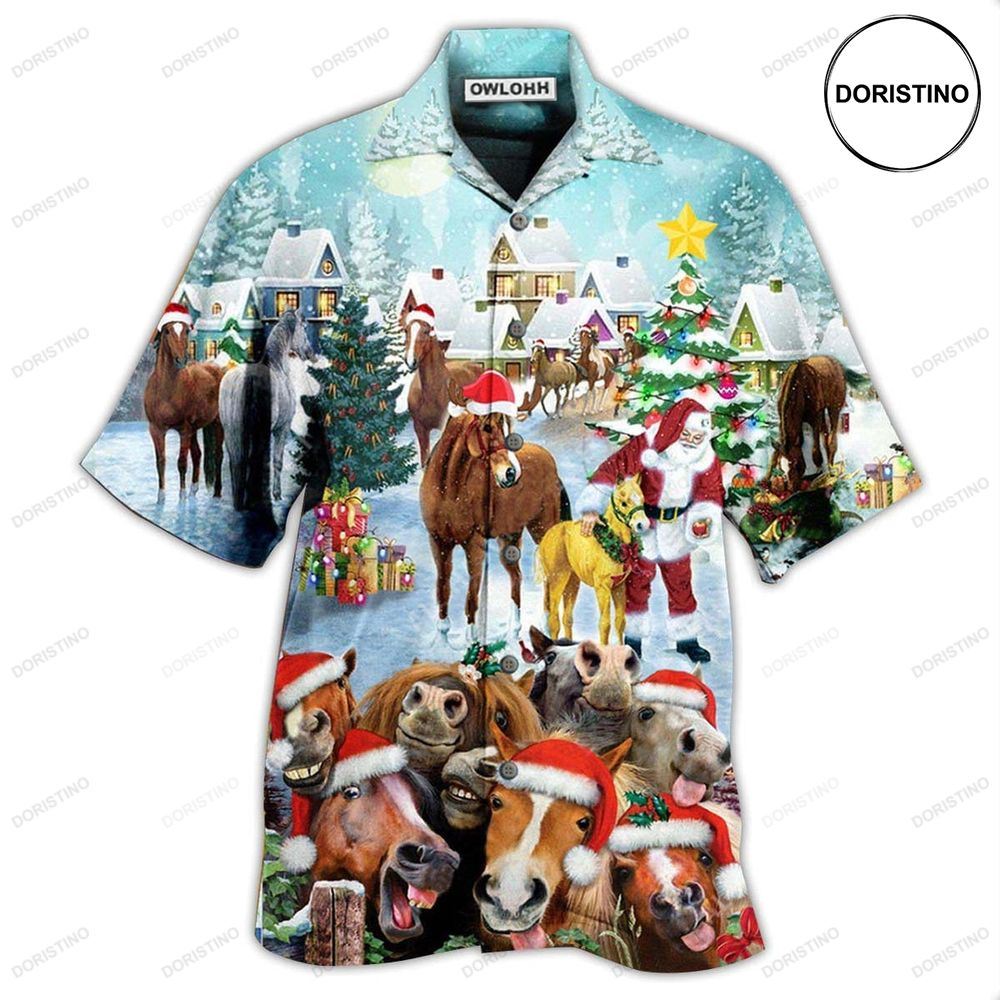 Horse Loves Christmas Very Happy Hawaiian Shirt