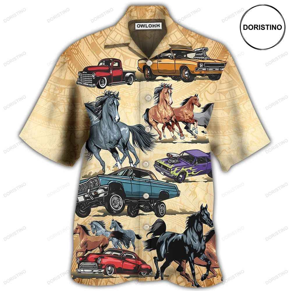 Horse Muscle Car I Like Muscle Car And Horse Awesome Hawaiian Shirt