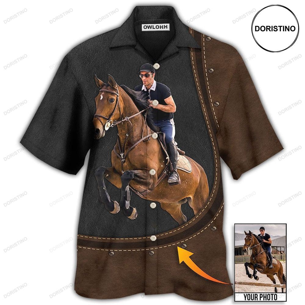 Horse Riding Horse Leather Custom Photo Hawaiian Shirt
