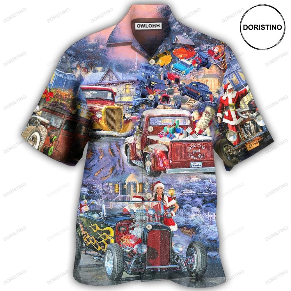 Hot Rod Merry Christmas Snow Awesome Hawaiian Shirt