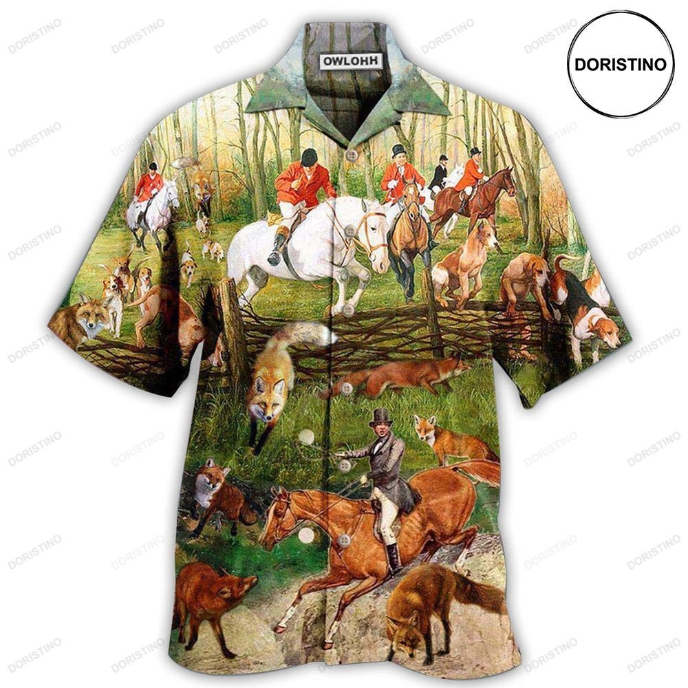 Hunting Fox Hunting Weekend Forecast Awesome Hawaiian Shirt