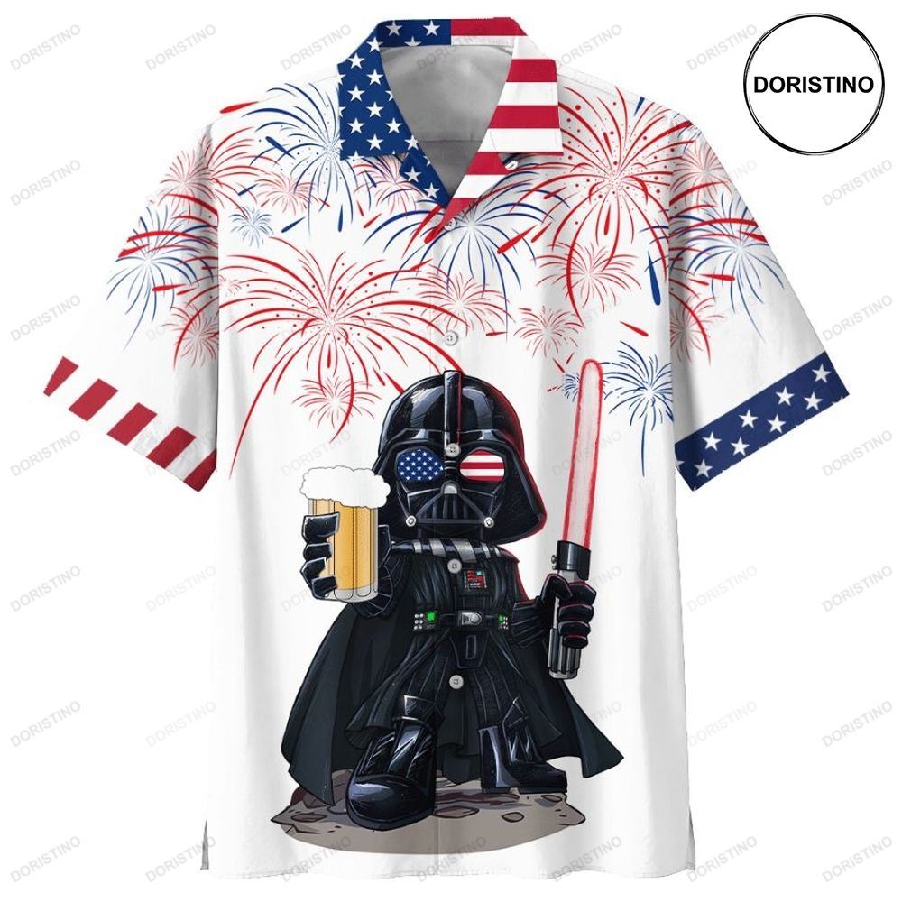 Independence Day Sw Darth Vader With Beer Hawaiian Shirt