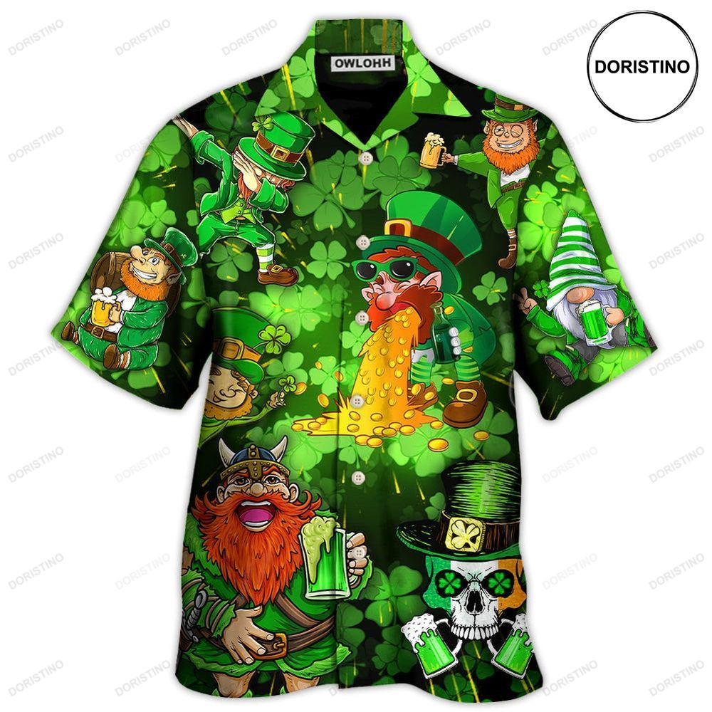 Irish Beer St Patrick's Day Viking Skull Leprechaun Gnome Limited Edition Hawaiian Shirt