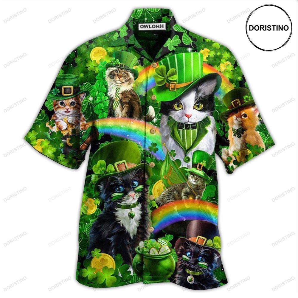 Irish Cat Shamrocks Irish Saint Patricks Day Limited Edition Hawaiian Shirt