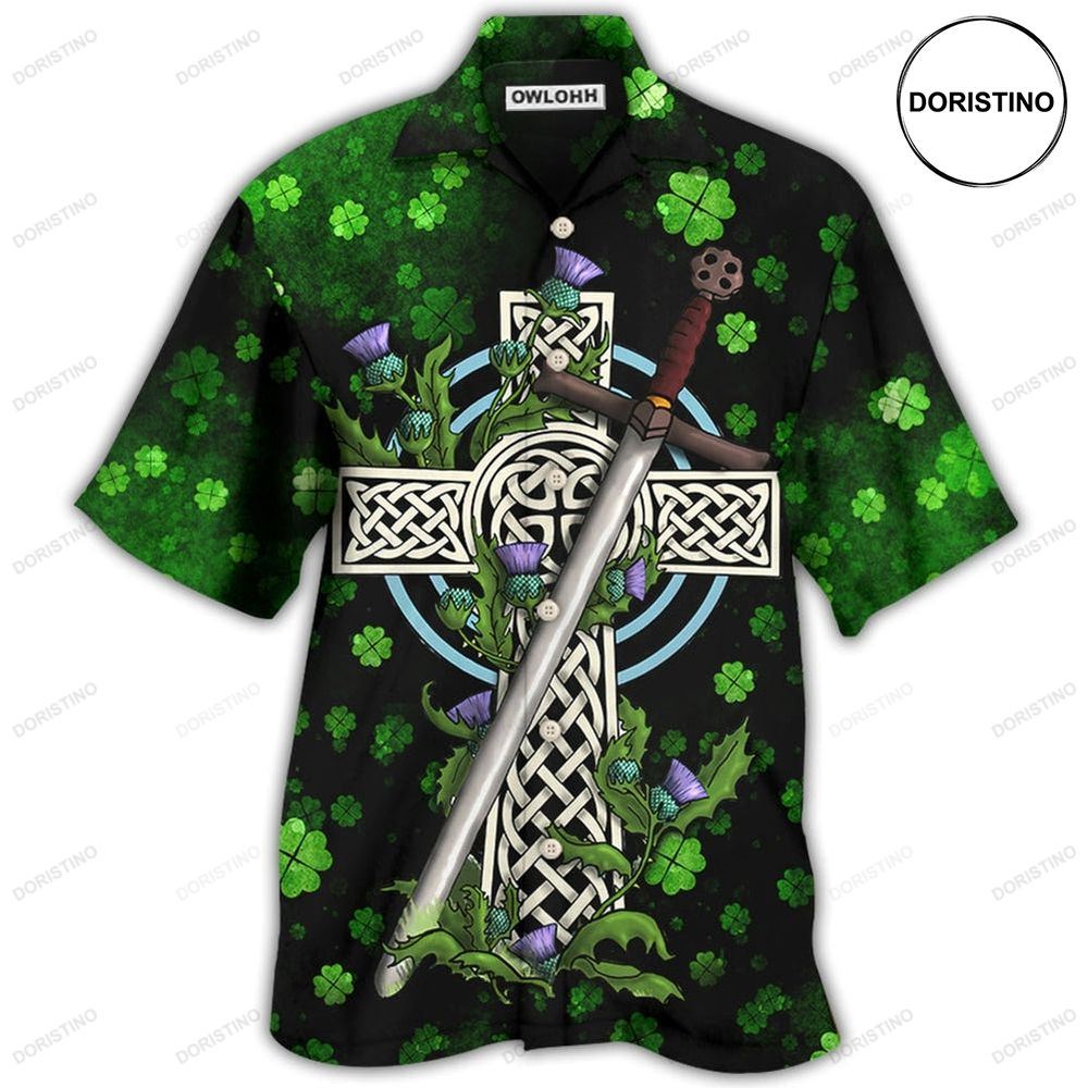 Irish Celtic Cross Irish By Blood Limited Edition Hawaiian Shirt