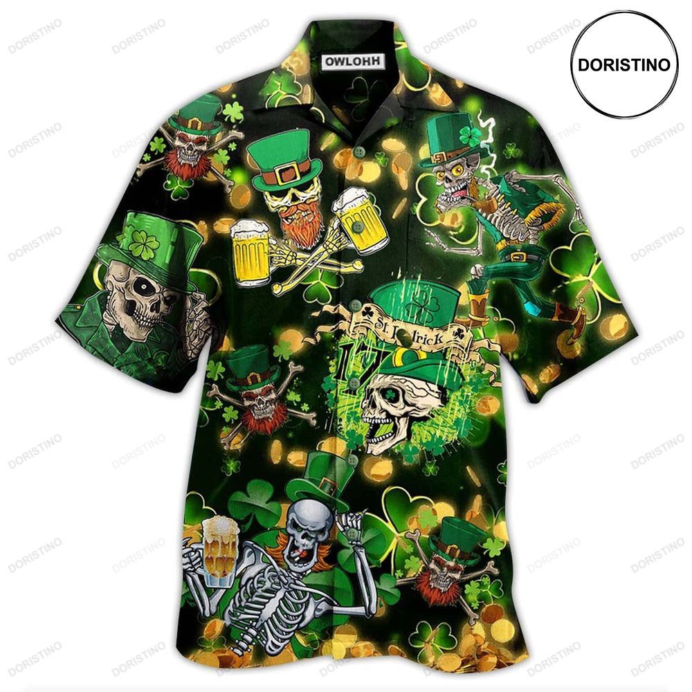 Irish Green Skull Love Beer Awesome Hawaiian Shirt