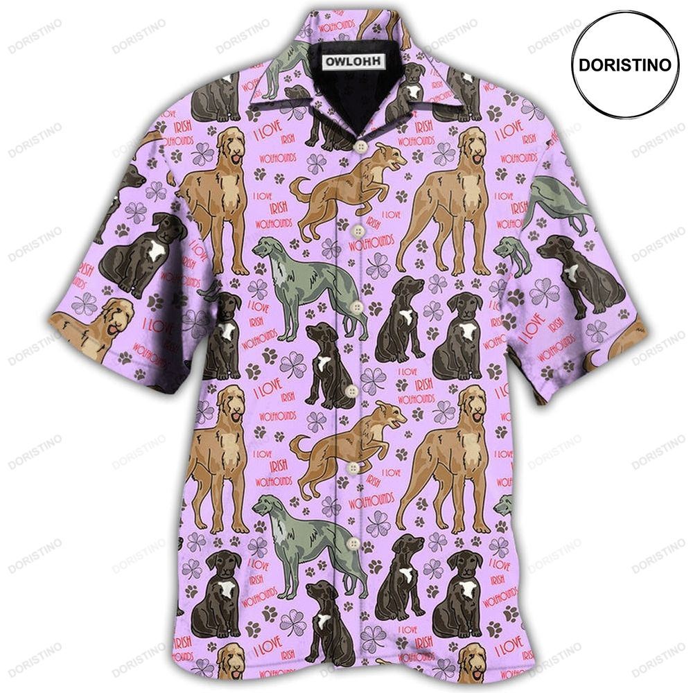 Irish Wolfhound Dog So Cute Pink Awesome Hawaiian Shirt
