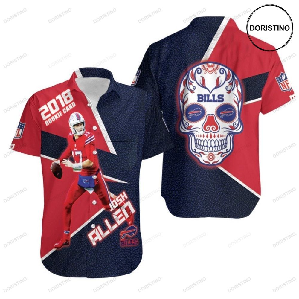 Josh Allen 17 2018 Rookie Card Lava Skull Buffalo Bills Red Black 3d Gift For Bills Fans Awesome Hawaiian Shirt