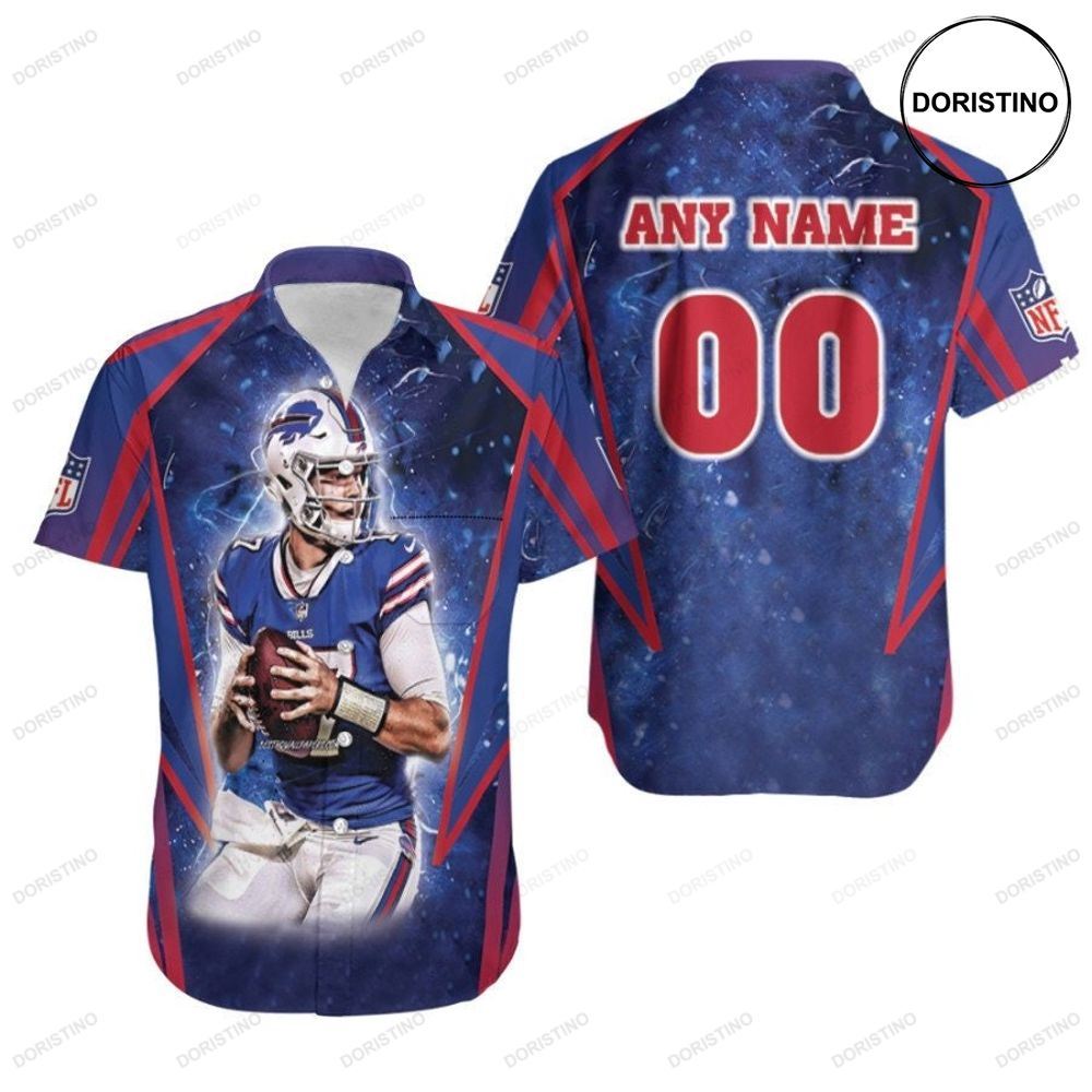 Josh Allen 17 Buffalo Bills The Great Player Galaxy Blue 3d Custom Name Number Gift For Bills Fans Awesome Hawaiian Shirt