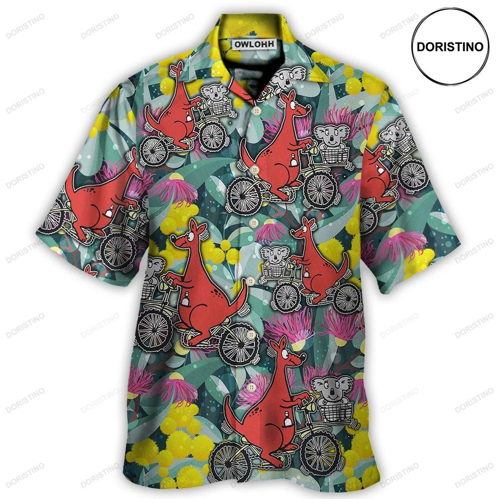 Kangaroo And Koala Ride Cycling Flower Art Limited Edition Hawaiian Shirt