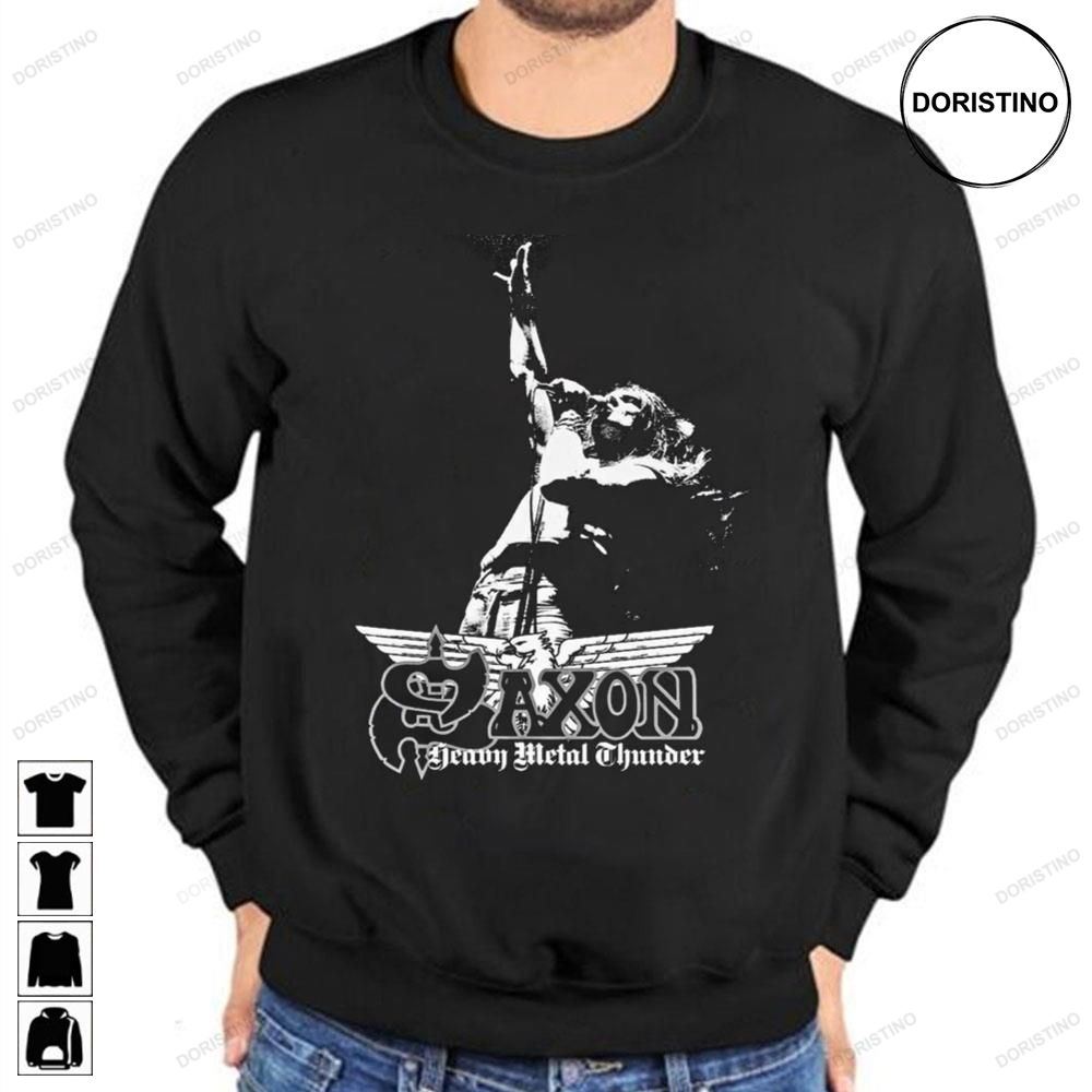 Saxon Heavy Metal Thunder White Art Trending Style