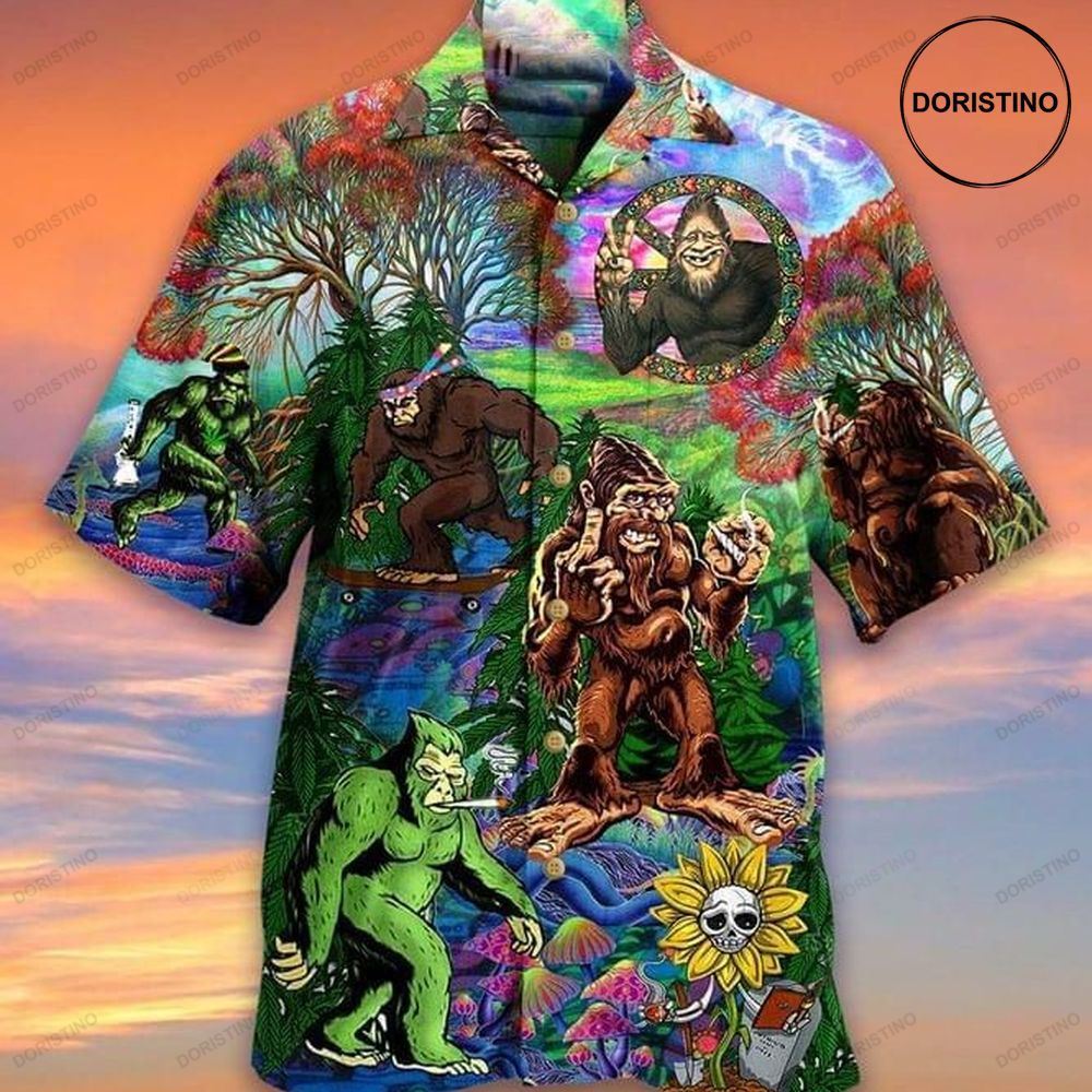 Bigfoot In The Forest Print Limited Edition Hawaiian Shirt