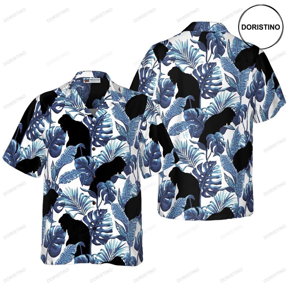 Bigfoot The Blue Leaves Bigfoot White And Navy Blue Tropical Floral Bigfoo For Limited Edition Hawaiian Shirt